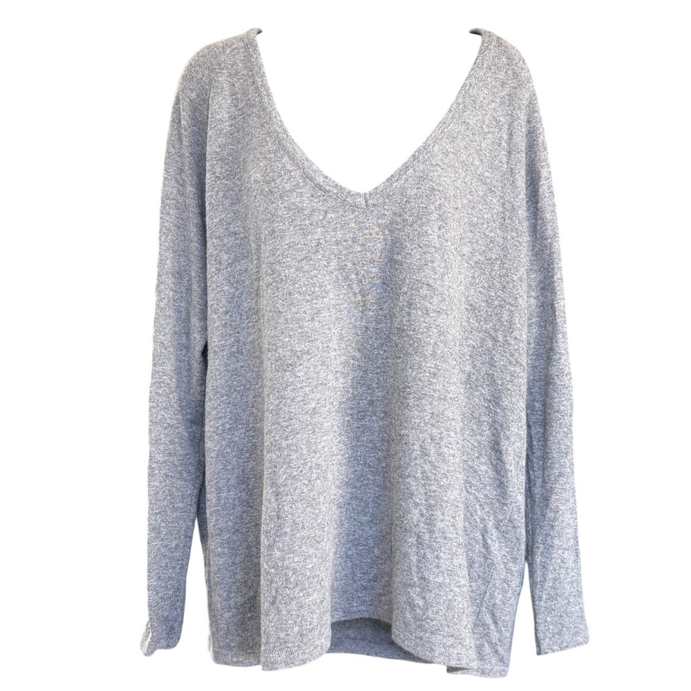 Brandy Melville Wool Blend Sweater One Size Gray Oversized Made in Italy Deep V